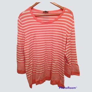NEW Jones New York Melon Trendy Striped Pullover Sweater Sz. 2X